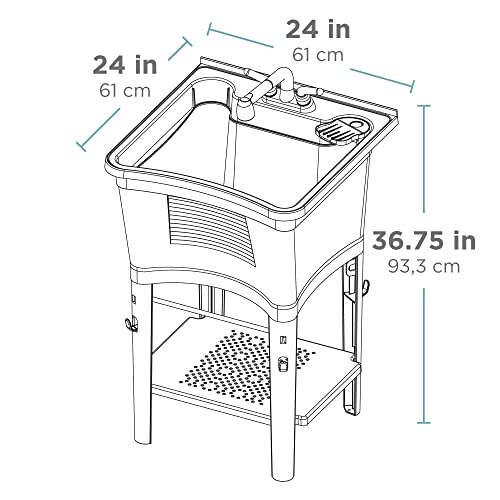 Zenna Home Premium Utility Sink With Pull-Out Faucet: Laundry Tub For Basement, Garage Or Wash Room, White #TOP5
