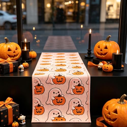 Mantel de mesa Halloween para comedor y cocina con diseño antideslizante de fantasmas 4
