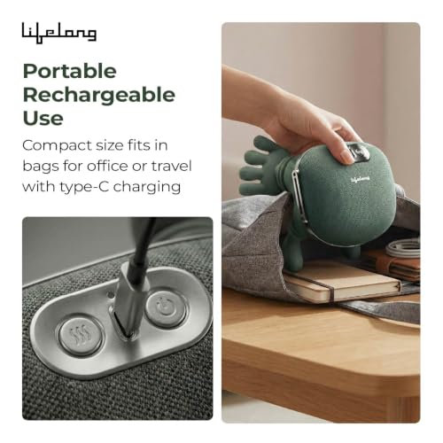 Image of Lifelong Cordless Neck Massage Machine for Body Pain | 4D Kneading Back Massager for Pain Relief and deep Tissue | Simulated Human Hand Design | Wireless, Portable & Ergonomic Design