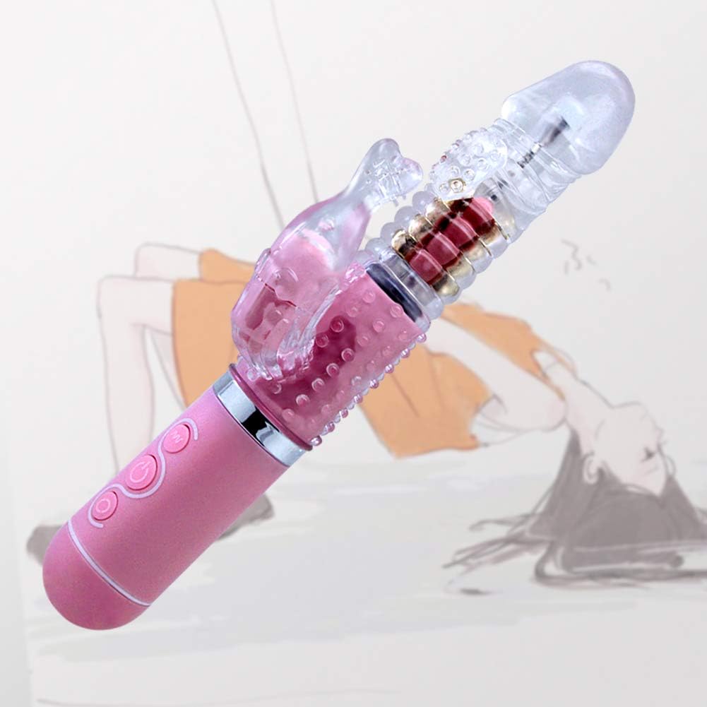 USB Charging Silicone Body Thrust and Telescopic Expansion Fat Rabbit Toy Female Sports Muscle Recovery THX-6