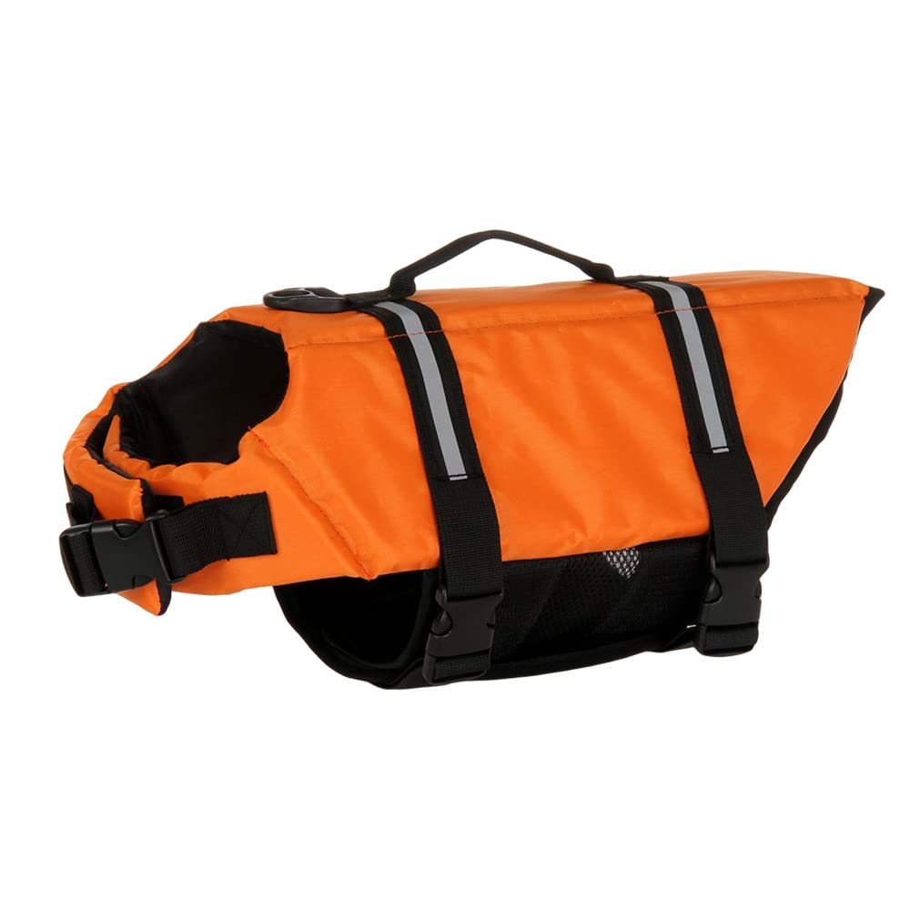 FANSU Dog Life Jacket Adjustable, Safety Floatation Vest Coat Pet Life Preserver with Handle for Swimming, Surfing, Boating for Small Dog Puppy Large Dog (XXL,Orange)