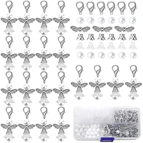 ASANMU Gastgeschenke Konfirmation, 40 Schutzengel Perl Schlüsselanhänger Set Cover