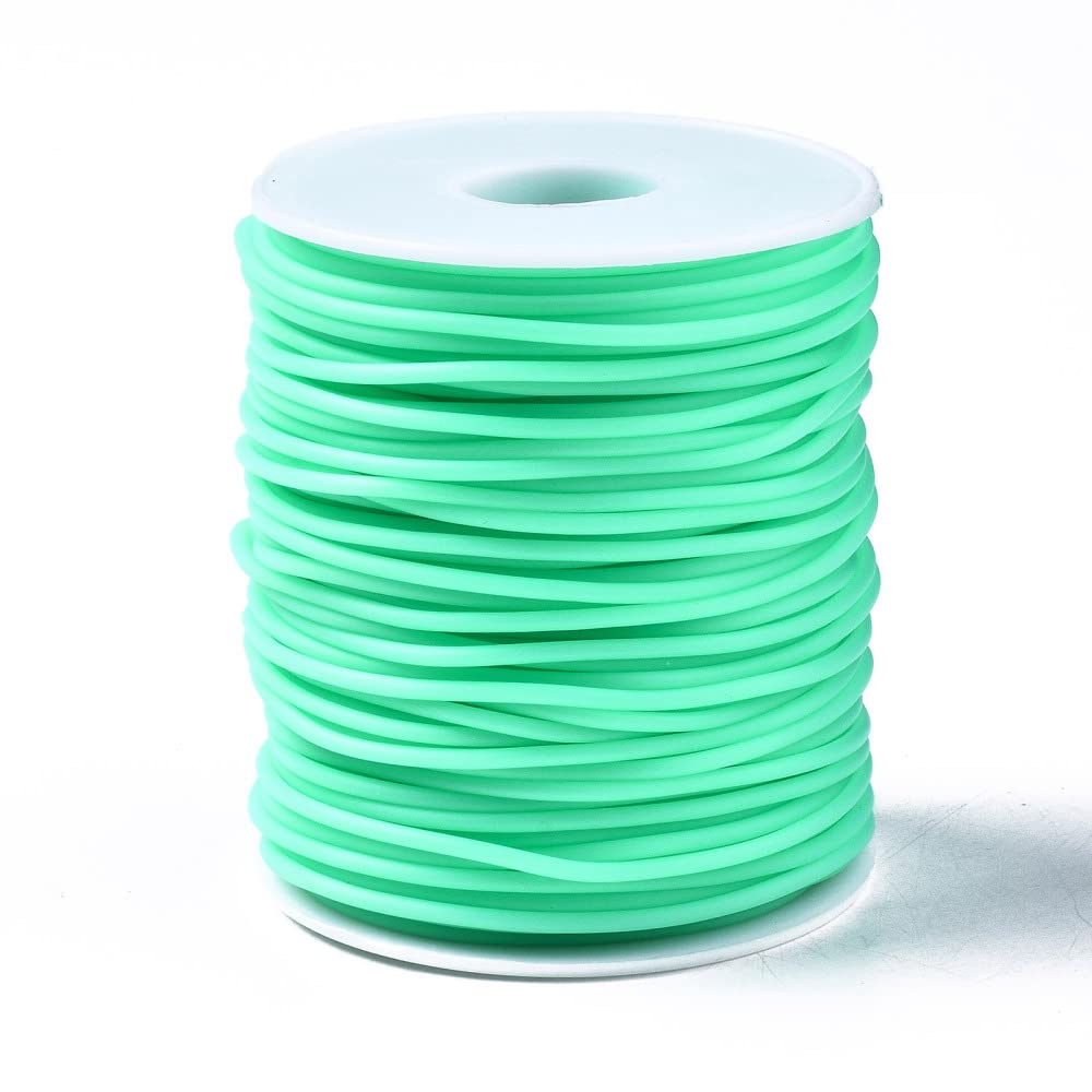 Craftdady 15m Hollow Pipe Tubing PVC Rubber Cord Rubber Tube Cord Wrapped Around For Memory Wire Necklace Bracelet Knitting, Aquamarine