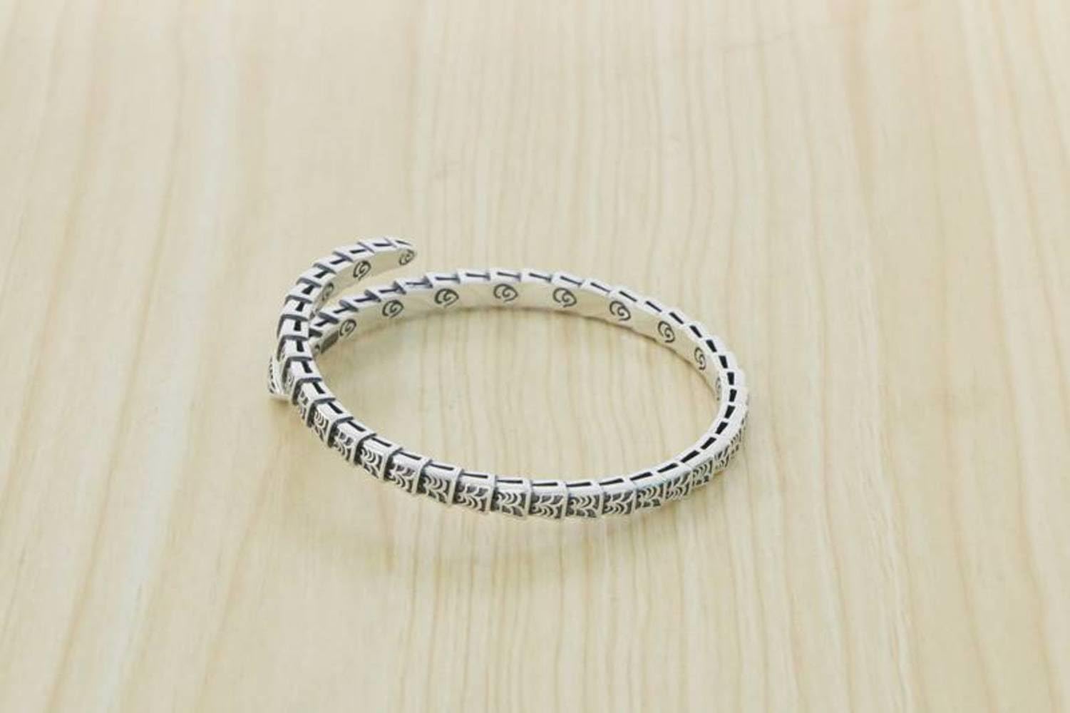 Brazalete Pulsera Serpiente Plata Esterlina Vintage Diseño Boca Viva Personalizada Joyería Mano Serpiente Pequeña Alto Grado Diseño Pulsera Sentido Joyería Serpiente Espiritual