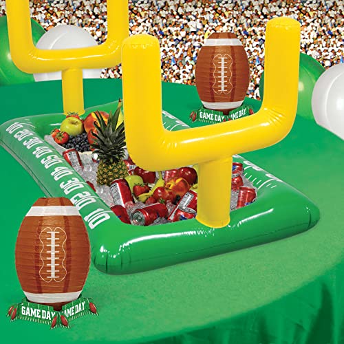 Image of Beistle Inflatable Football Field Buffet Cooler with Goal Posts, 28 inch x 4' 5.75 inch - Food & Drink Cooler, Drink Containers for Parties, Football Party Decorations, Game Day Coolers