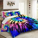 Sleepwish Colorful Tie Dye Comforter Set Twin Size for Kids Spiral Tie Dyed Printed Bedding Set 4 Piece Boho Hippie Bed Set