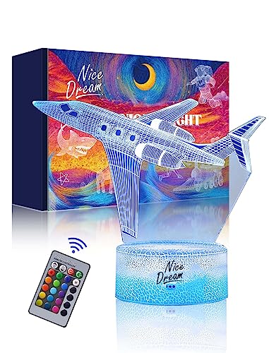 Nice Dream Flugzeug Nachtlicht für Kinder, 3D Illusion Lampe Kinderzimmer...