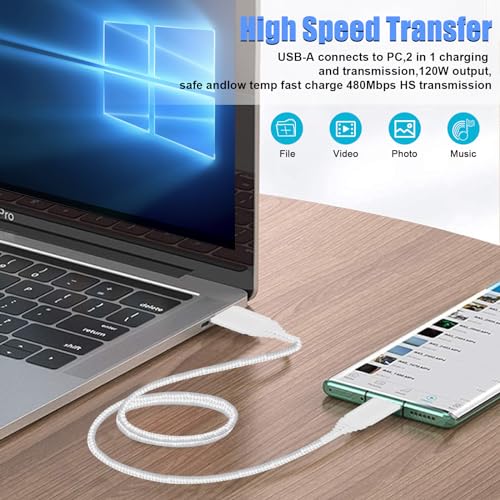 Schnellladekabel Brighttodays 2 Stück 120W Turbo Charge Kabel 1,8m USB Typ C