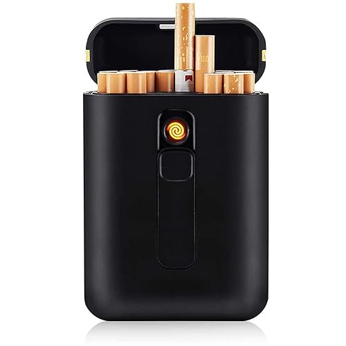 Estuche para cigarrillos con encendedor paquete grande portátil de 20 unidades de tamaño regular encendedores integrados 2 en 1 regalos geniales
