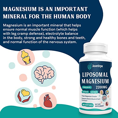 Liposomal Magnesium Complex 2200Mg Softgels, Magnesium Threonate, Magnesium Glycinate, Magnesium Citrate, A Powerful Supplement, Gluten Free, 60 Softgels (60 Softgels (Pack Of 1)) #TOP3