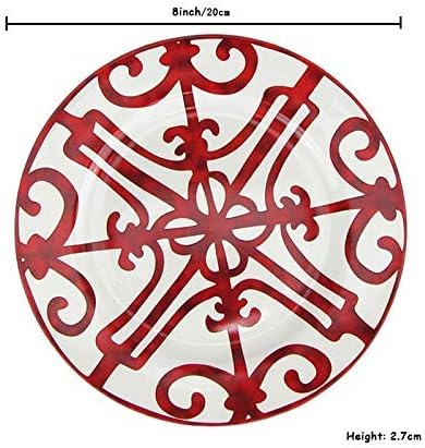 Coffee Cup Coffee Saucer Set Ceramic Steak Plate Coffee Cup and Saucer Bone Dinnerware Set Western Food Tray Red Pattern Coffee Saucer Set (Color : Cup and Saucer)