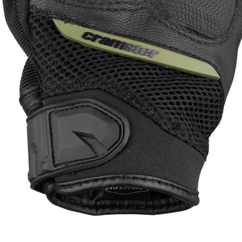 Image of Cramster Breezer SP Gloves - Motorcycle Riding Leather Gloves | Impact Protection | Abrasion Resistance | Carpus Bone Protector - Black Olive Green, 2XL