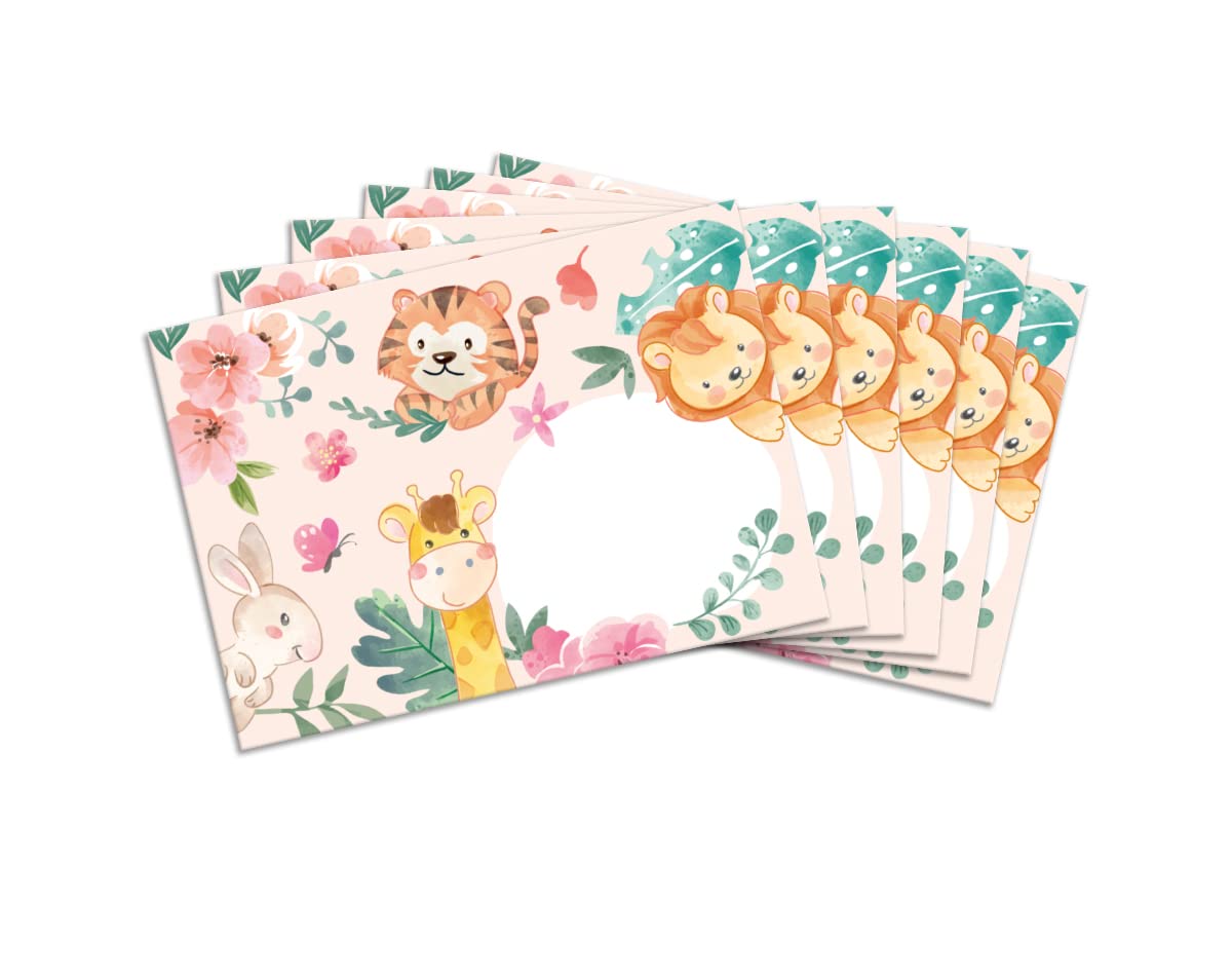 Briefpapierset voor meisjes en jongens, dieren, aap, zebra, giraffe, neushoorn, briefblok met envelop voor kinderen (Block A5 met 25 vellen 15 enveloppen