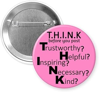 1Pc | Think before you Post | Cyber Bullying | Pink Shirt Day | Anti Bullying Day | Stop bullying | CyberBullying | 2.25inch round, Metal Pin back button badge | AB