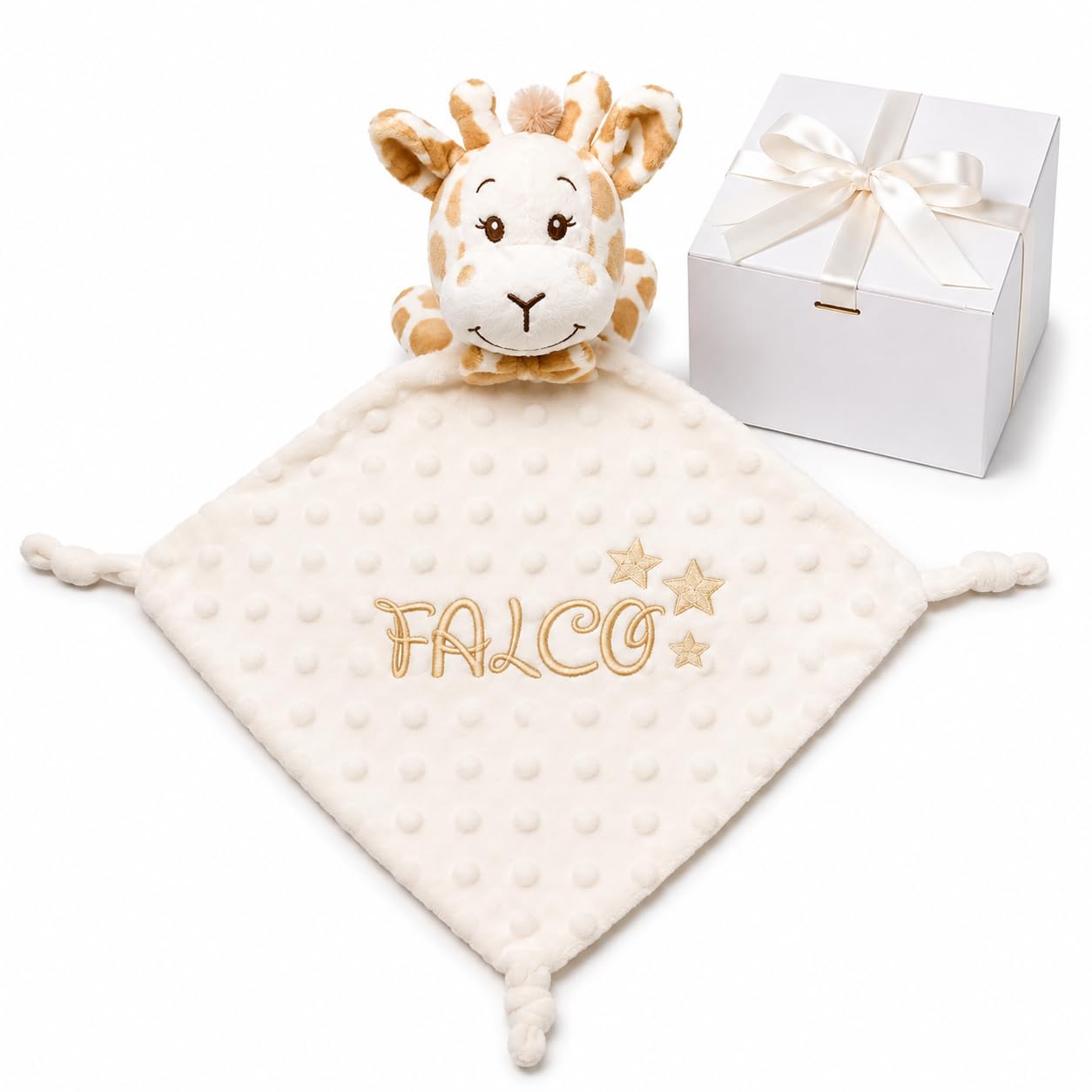 Balu Dudú Jirafa Personalizado con Nombre Bordado │ Doudou Bebé Minky Ultrasuave │ Manta de Apego para Recién Nacido │ Lavable a 30° │ Regalo Bebé Original Baby Shower Niño Niña (JIRAFA BEIGE)