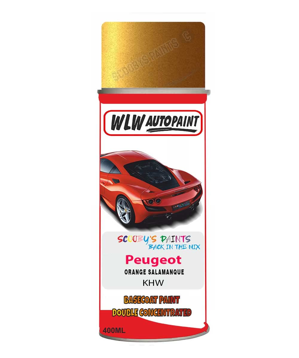 SCOOBYS PAINTS BACK IN THE MIX Basecoat Aerosol Spray Paint For Peugeot 207 Orange Salamanque 2004-2010 Code Khw
