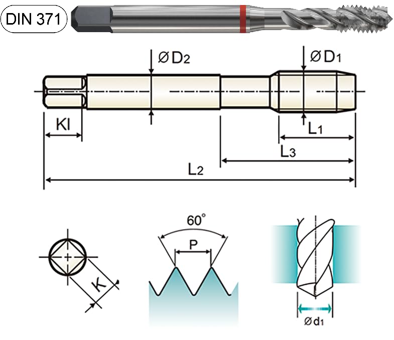 YG-1 SPIRAL FLUTE TAP - TC312 BRIGHT SERIES (M3 X 0.5 MM PITCH)