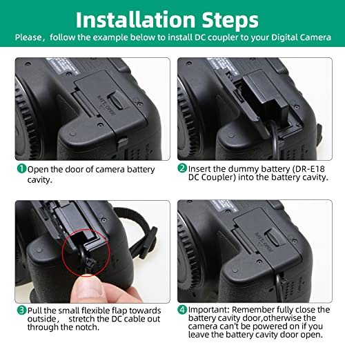 Image of DR-E18 DC Coupler LP-E17 Dummy Battery USB-C Cable PD Adapter ACK-E18 AC Power Adapter for Canon EOS Rebel SL3 SL2 T8i T7i T6i T6s 77D RP 850D 800D 760D 750D 200D Fully Decoded