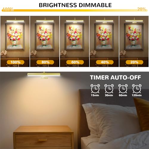 Paquete de 2 luces de pared recargables sin cables para cuadros 3