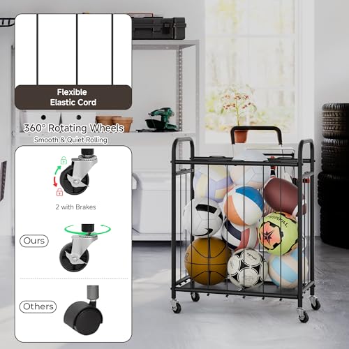 StorageWorks 160L Ball Cart with Wheels, Sports Ball Storage for Garage - image 4
