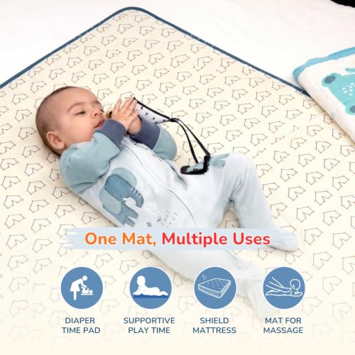 Image of TIDY SLEEP Baby Diaper Changing /Messy /Play Mat 95 x 95 cm (6-18 Months) | Soft Cotton Messy Mat for Newborns | Portable, Washable & Travel-Friendly | Galactic Love