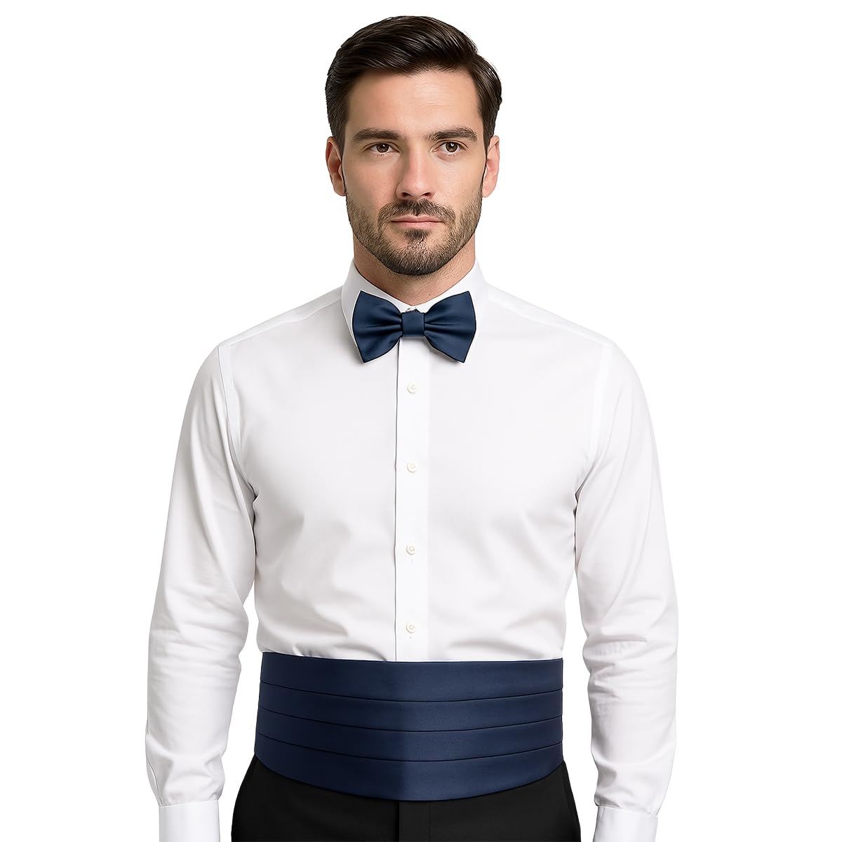 Men's Cummerbund Set With Bow Tie and Pocket Square
