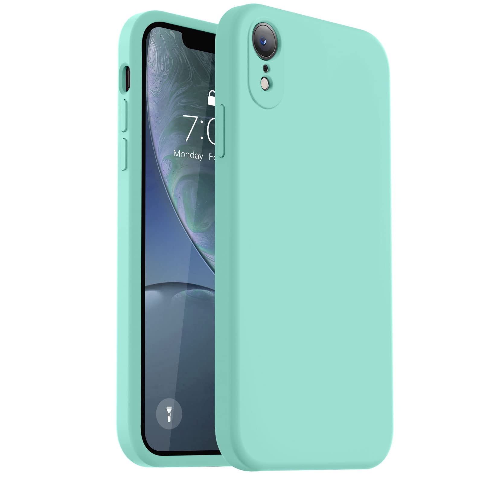 Vooii Compatible with iPhone XR Case, Upgraded Liquid Silicone with [Flat Edges] [Camera Protection] [Soft Anti-Scratch Microfiber Lining] Phone Case