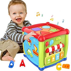 ATCRINICT Babyspeelgoed vroeg leren educatieve muziek en kleurrijke vorm sorteerder speelgoed baby speelgoed 6 in 1…