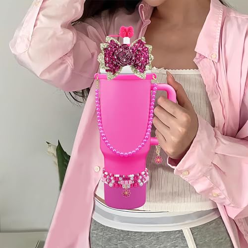 Hpebl 10PCS Flower Accessories for Stanley Cup 30 40oz Tumbler,Fuchsia - image 2