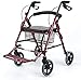 Chariot de Courses Portable Multifonction, Petit Fauteuil Roulant pour Personnes âgées, Chariot de Marche à Quatre Roues pouvant s'asseoir auxiliaire Pliable (Rouge vin).