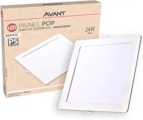 Avant Painel LED Plafon 24w 6500k Branco Frio Embutir Quadrado 29cm 110v/220v Bivolt