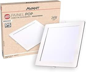 Avant Painel LED Plafon 24w 6500k Branco Frio Embutir Quadrado 29cm 110v/220v Bivolt