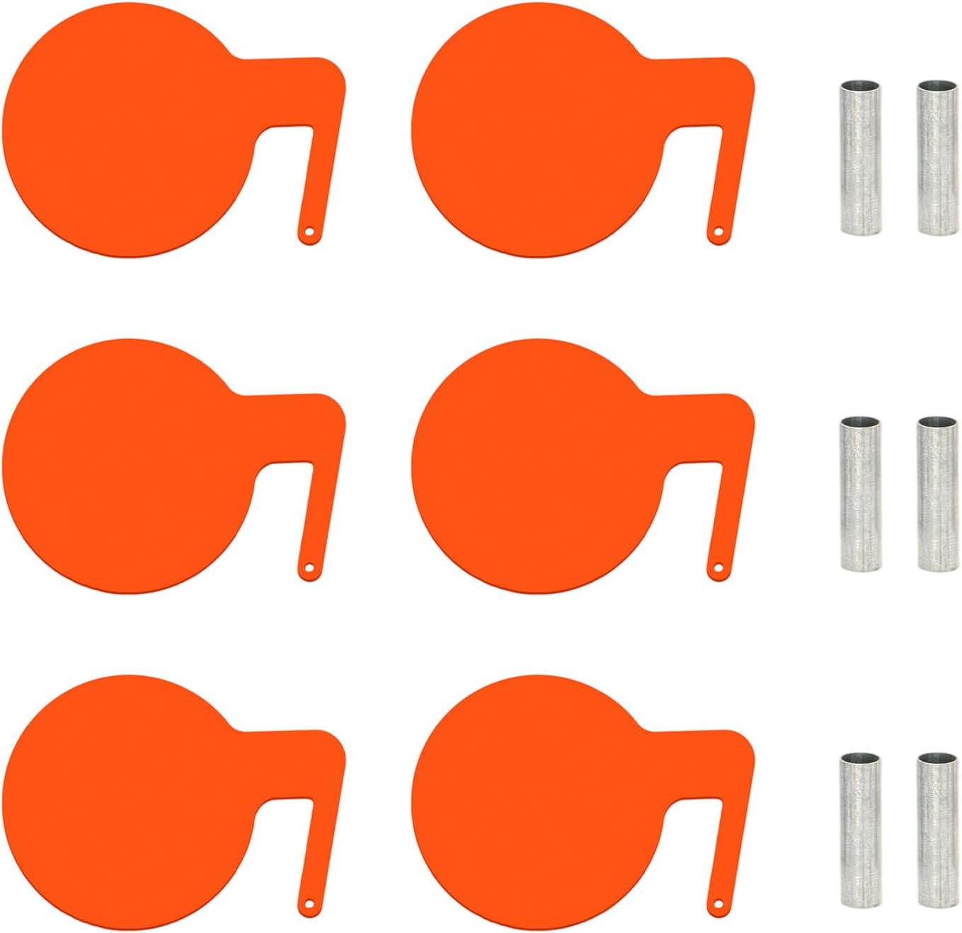lukar AR500 Dueling Tree Targets Kit,6 PCS Shooting Target Paddles,6" X 5/16" Reactive DIY Steel Targets with Tubes for Outdoor Training(Orange)