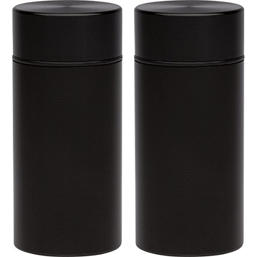 HIDE Stash Jar - Airtight Smell Proof Durable Multi-Use Portable Metal Herb and Spice Jar Container. Waterproof Aluminum Screw-top Lid Lock (Pack of 2, Black)