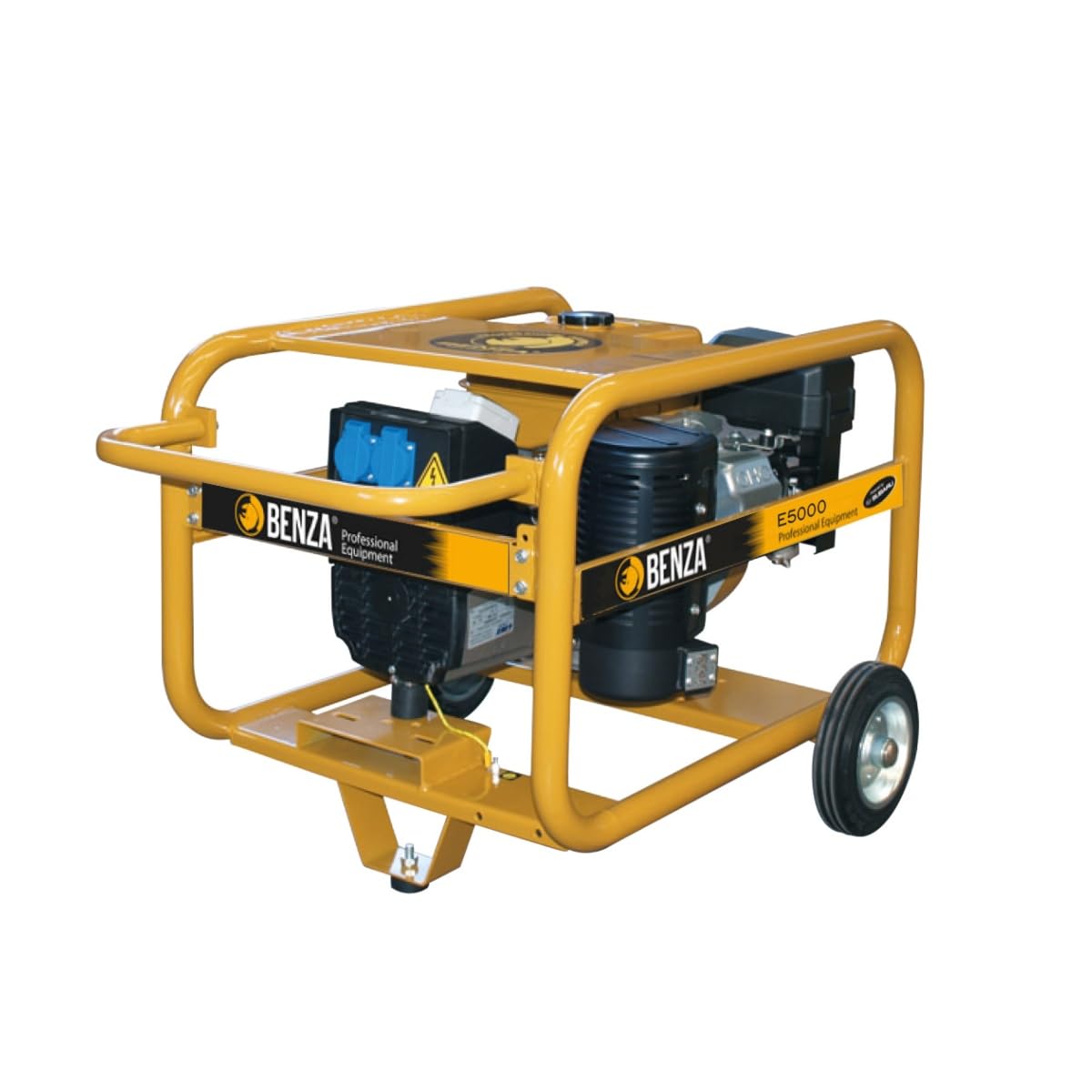 Generador Eléctrico BENZA E5000 – 5,5 kVA – Motor Subaru EX27 Gasolina – Monofásico 230V – Arranque Manual – Alternador Soga – Chasis Reforzado con Ruedas