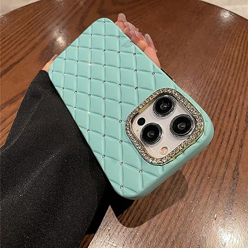 Coque iPhone 14 silicone liquide strass pour sublimer vos soirées cyan