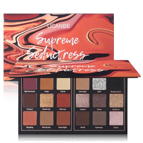 Matte Eyeshadow Palette Pro 18 Colors Pigmented Shimmer Glitter Eye Shadow Palette, Long Lasting Waterproof Dark Smokey Powder Cosmetics Pallet Halloween Valentine Gift Makeup Kit (01# Seductress)