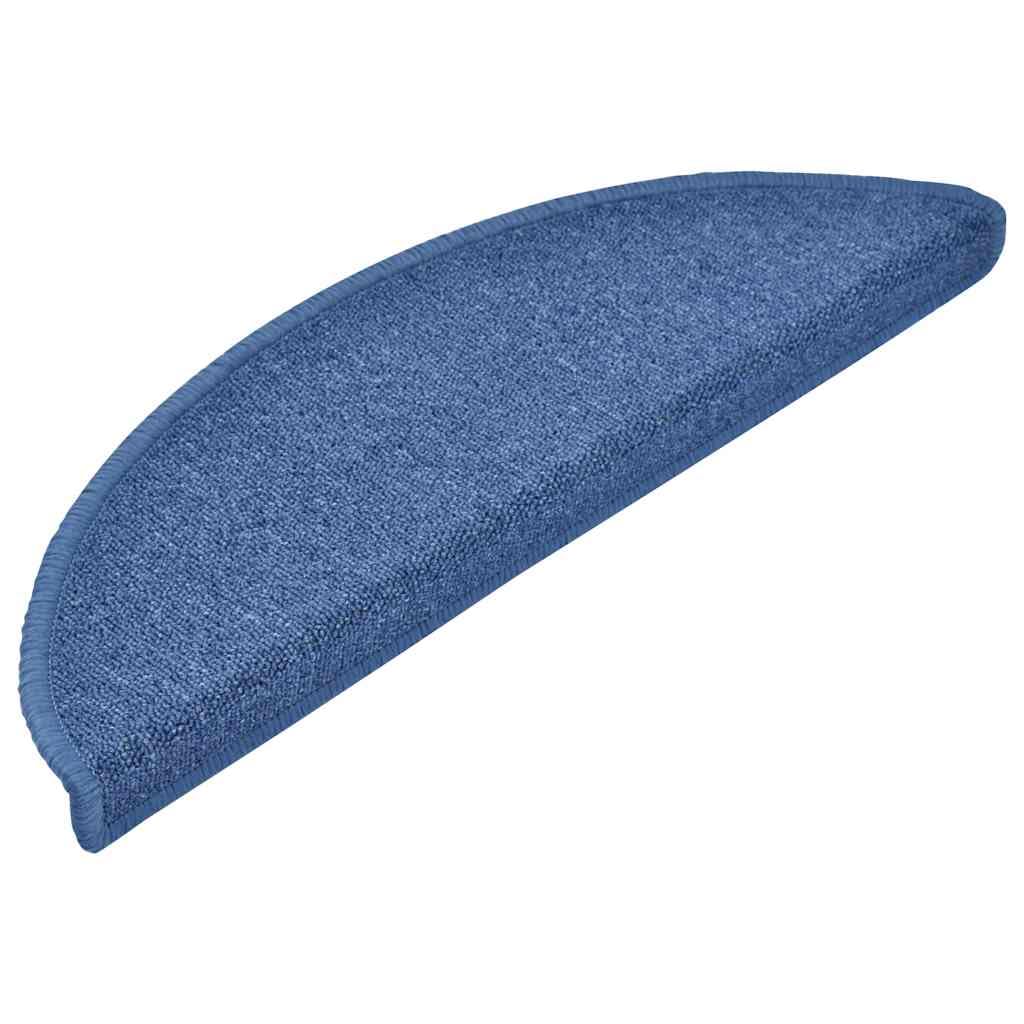 vidaXL Tapis d'escalier 20 pièces 56 x 17 x 3 cm Bleu Demi-Rond