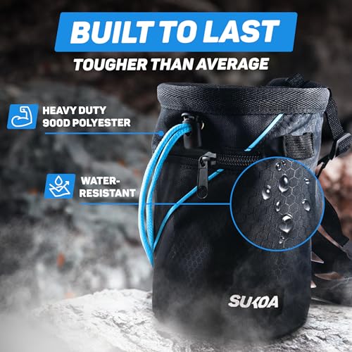 Chalk Bag for Rock Climbing - Gifts, Gear & Accessories - Weight Lifting, Gym, Bouldering, Disc Golf, Wall Climbing