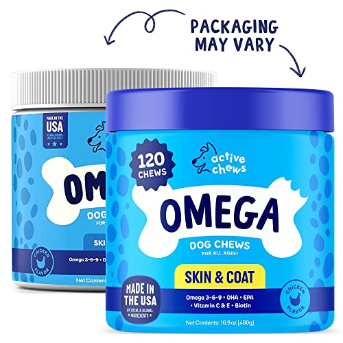 Omega 3 Fish Oil for Dogs Soft Chews 120 ct – Omega 3 for Dogs with Biotin & Vitamin E for Shiny Coat – Dog Skin and Coat Supplement for Itchy, Dry Skin – Shedding Omega 3 6 9 Oil for Dog Omega 3 Fish Oil for Dogs Soft Chews 120 ct – Omega 3 for Dogs with Biotin & Vitamin E for Shiny Coat – Dog Skin and Coat Supplement for Itchy, Dry Skin – Shedding Omega 3 6 9 Oil for Dog