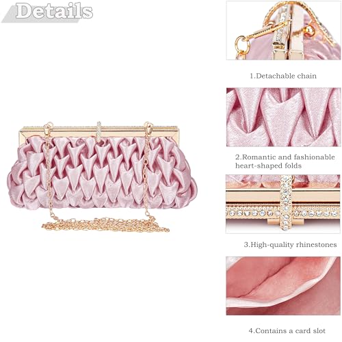 Image of Classic Satin Clutch Bag Diamante Embellished Formal Evening Handbag for Wedding Prom Party Purses