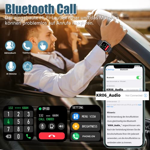 Smartwatch Herren mit Telefonfunktion 1,8" DIY HD Voll Touchscreen Armbanduhr 30 Sportmodi Fitness Tracker IP67 Wasserdicht Sportuhr mit Schlafmonitor Schrittzähler Message Reminder (Schwarz) - Image 3