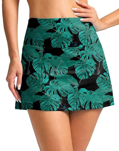 Image of SANTINY Women's High Waisted Swim Skirt with Pocket Tummy Control Tankini Swimsuit Bathing Suit Bottoms for Women