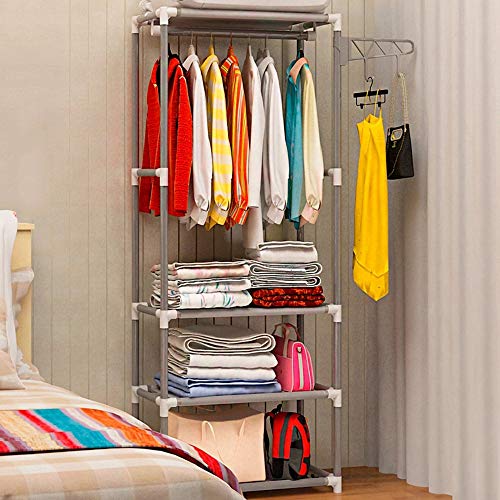 XYBB Armario Dormitorio Simple Metal Iron Floor Standing Bedroom Muebles Home Organizador 170 * 55 * 35cm Plata