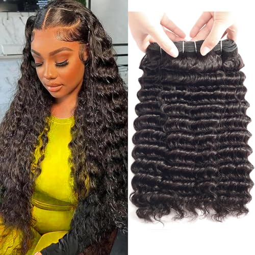 LUXEDIVA Deep Wave Bundles Human Hair 18 20 22 Inch