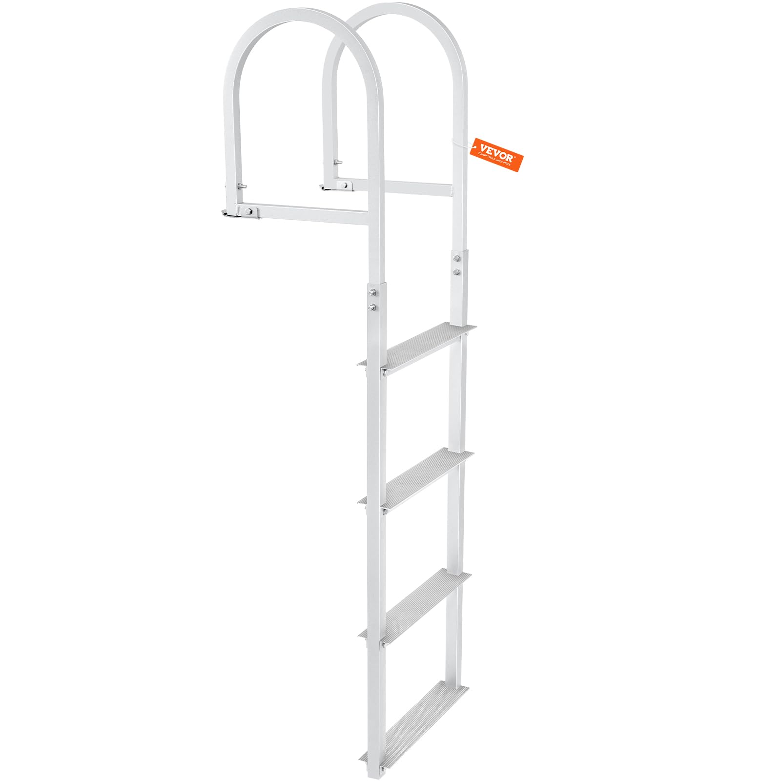 VEVOR Drabina dokująca, 4 zdejmowane stopnie, nośność 227 kg, drabina pontonowa ze stopu aluminium o szerokości 8 cm i antypoślizgowa gumowa mata do wchodzenia na statki/jezioro/baseny/morze