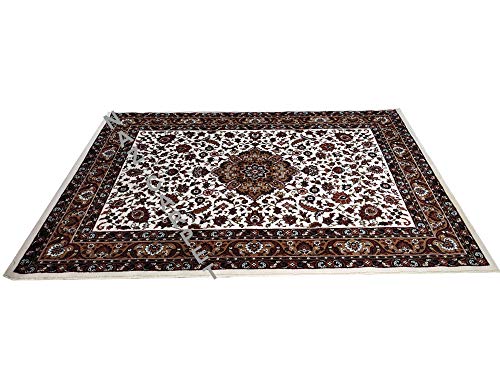 Image of Kashmiri Traditional Woollen Carpet with Advanced 1 Inch Thickness & Classical Look 275x360cm (9x12 Feet) Color White