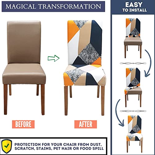 TOMMO Dining Room Chair Covers Set of 6, Stretch Removable Washable Spandex Dining Chair Slipcovers Protectors - Image 4