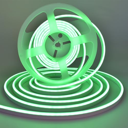SUYOOULIN LED Neon Rope Light?Dimmable 12V LED Strip Lights with Remote, 16.4 Ft/5m IP68 Waterproof Silicone Rope Light for Indoor Outdoors(Green)