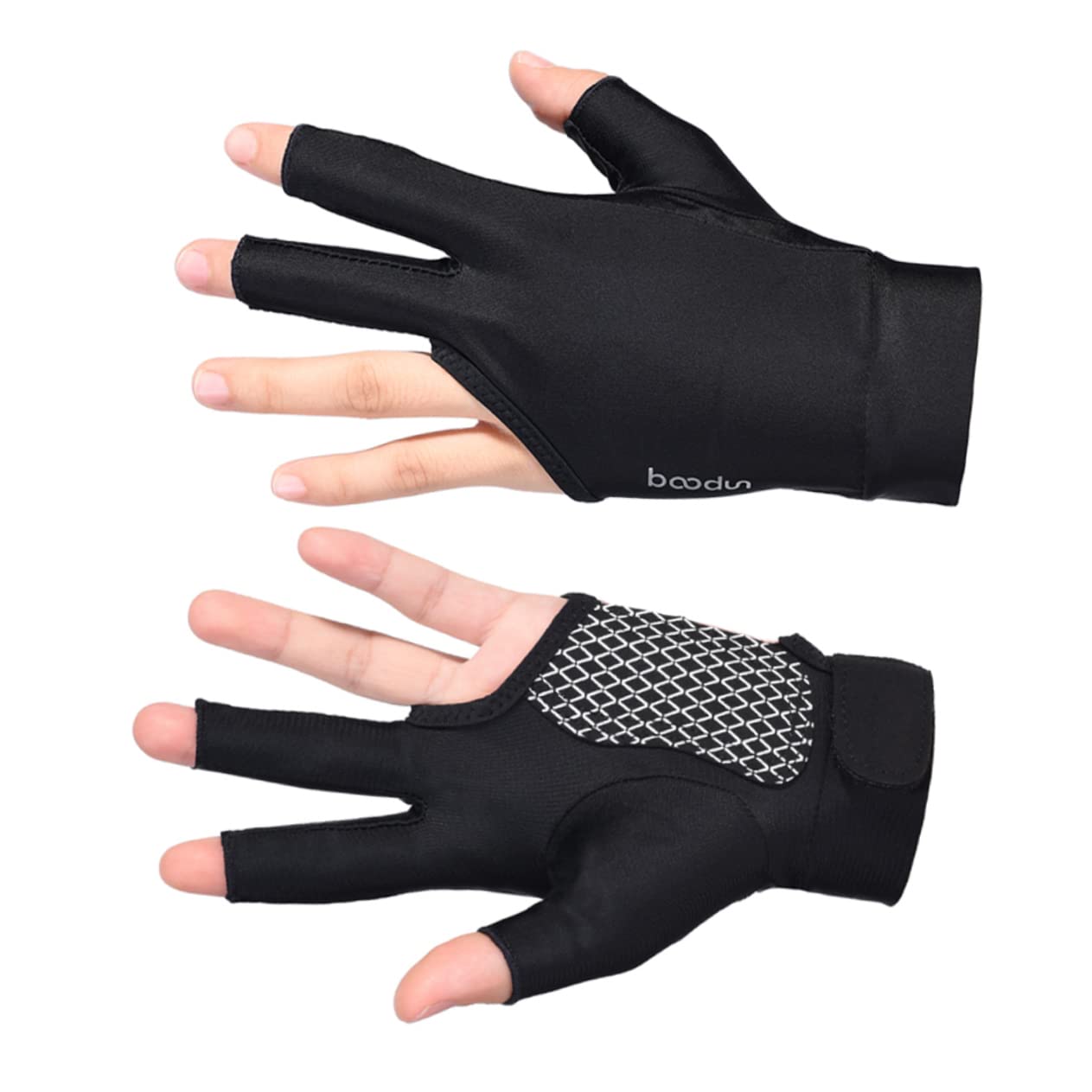 GOOHOCHY Pool Gloves Billiards Snooker Three Finger Gloves Cue Glove Sturdy Comfortable Breathable Fit for Men Women Size